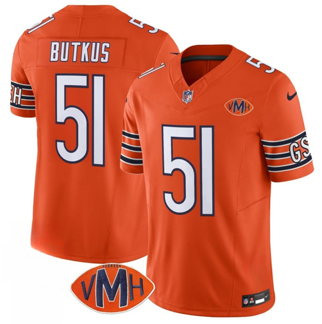 Men's Chicago Bears #51 Dick Butkus Orange 2025 F.U.S.E. With VMH Patch Vapor Untouchable Limited Stitched Football Jersey
